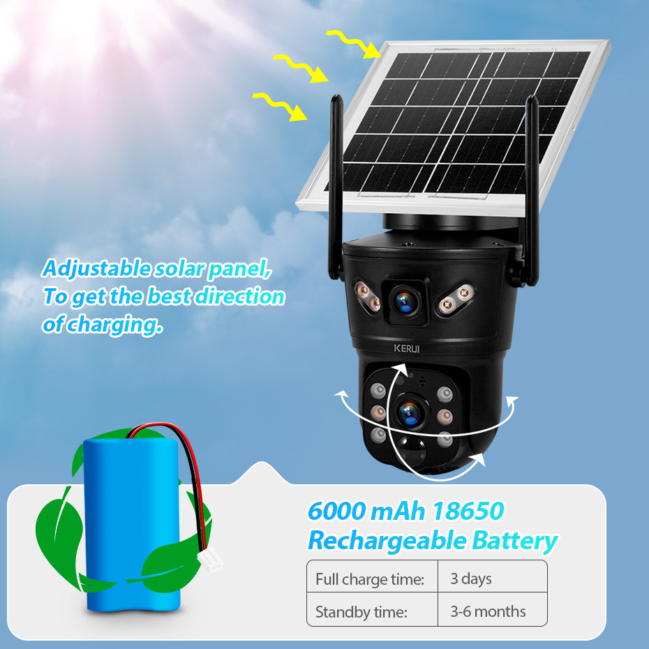 Home Security Wifi Camera - Cámara Solar WiFi 4G SIM KERUI