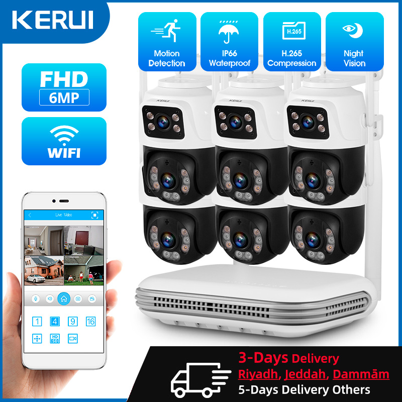 Home Security Video - KERUI Impermeable 6MP HD Inalámbrico Doble