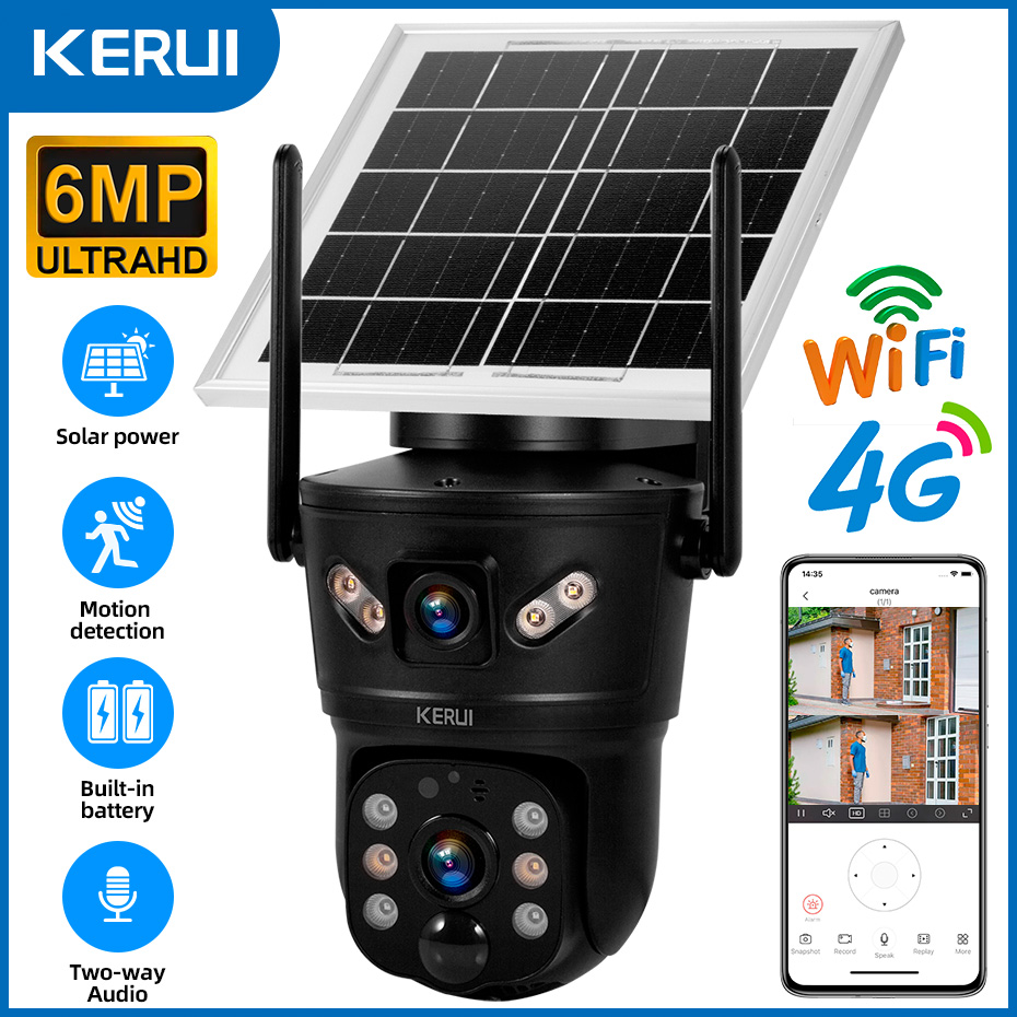 Home Security Video - KERUI-cámara Solar para exteriores de 6MP,