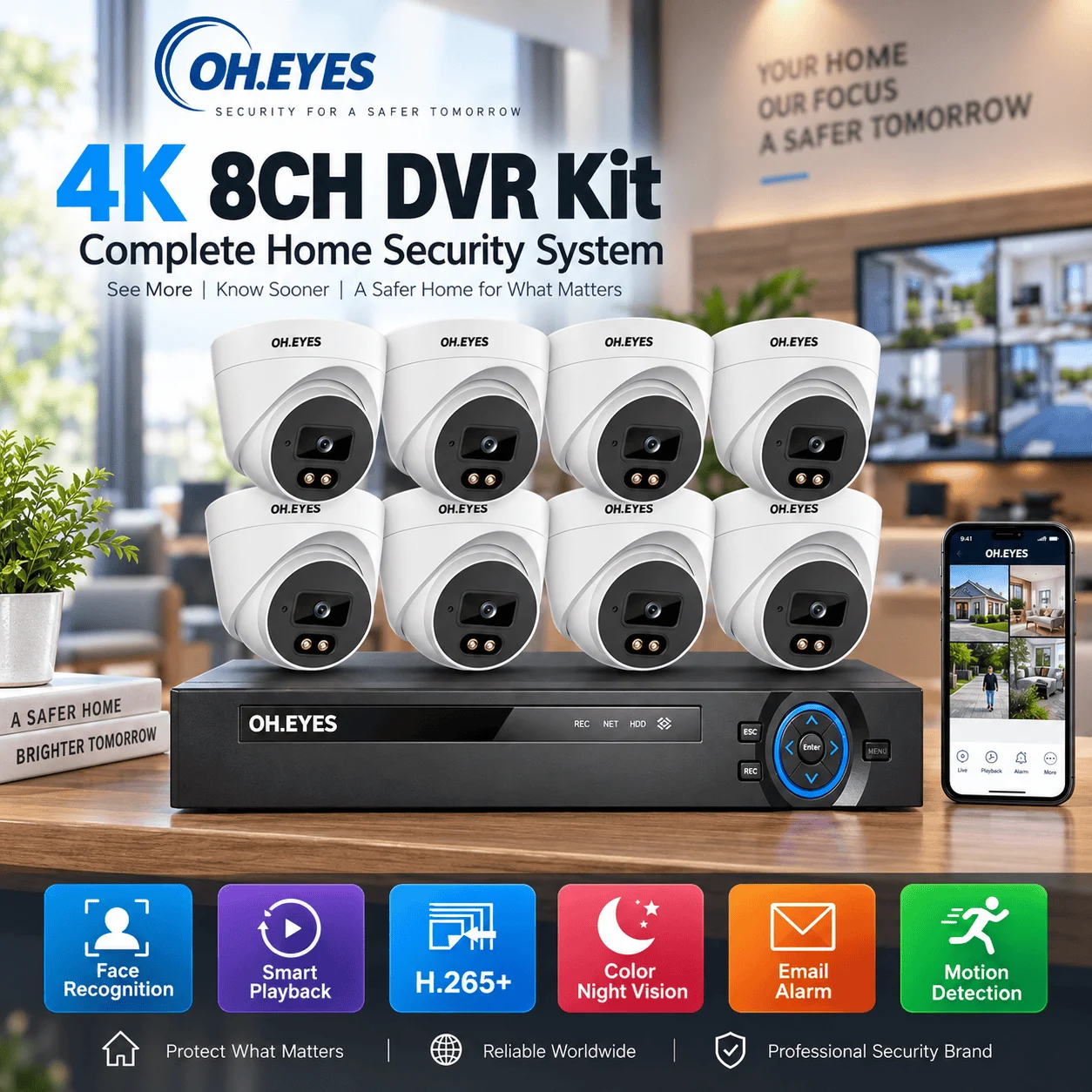 Home Security And Camera System - Kit de DVR de 8 canales