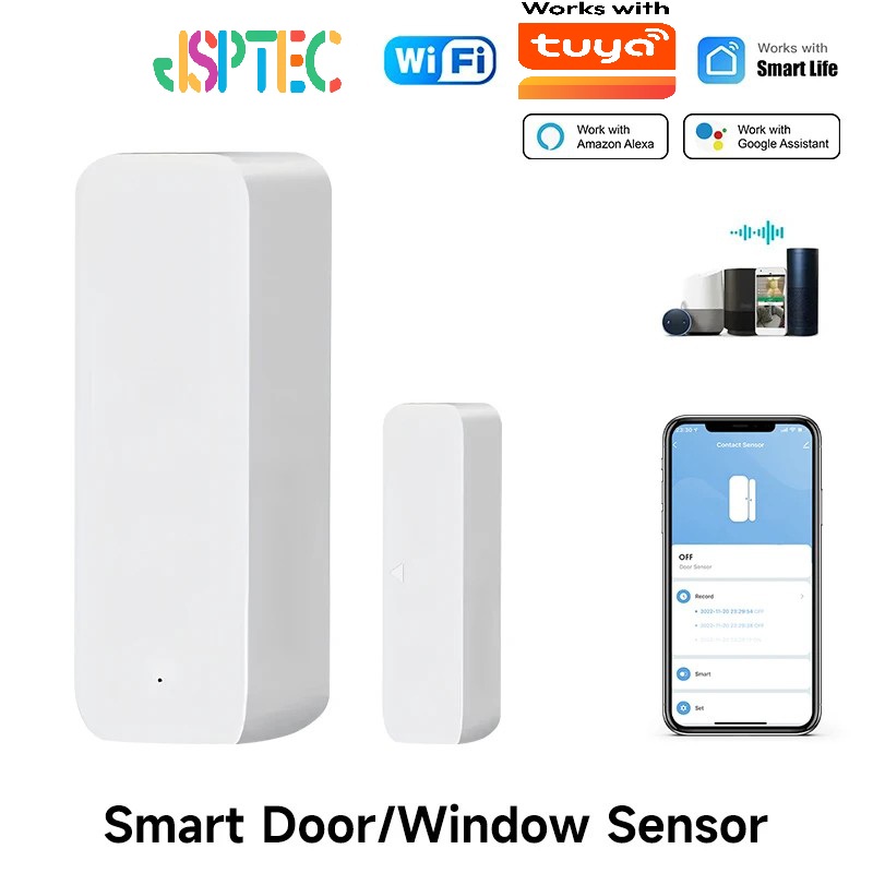 Home Security Installation - Tuya-Sensor de puerta inteligente con WiFi,